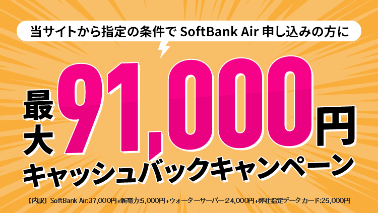 現金 最大91,000円  キャッシュバックキャンペーン！